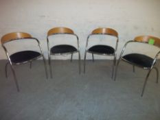 FOUR VINTAGE STYLE EFFEZETA ITALIAN TUBULAR CHROME CHAIRS