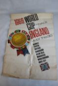 1966 WORLD CUP FINALS, ENGLAND JULY 11 TO 30 PAPER POSTER BY CARVOSSO, printed by McCorquodale & Co.