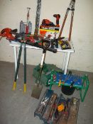 A SELECTION OF TOOLS AND GARDEN TOOLS