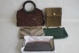 A JANE SHILTON SNAKESKIN CLUTCH BAG together with two other Jane Shilton bags, a boxed Jacques