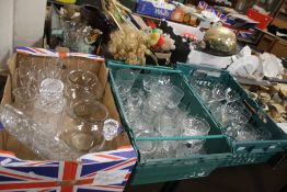 THREE TRAYS OF ASSORTED GLASSWARE (trays not included)
