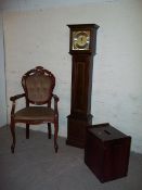 THREE ITEMS TO INCLUDE A MODERN GRANDMOTHER CLOCK AND AN ITALIAN ROCOCCO STYLE CHAIR ETC.