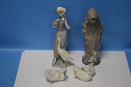 A NAO FIGURE AND A NAO FIGURINE together with two duck figures (4)