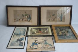 A QUANTITY OF PICTURES AND PRINTS to include an early 19th century Wheatley print, a pair of