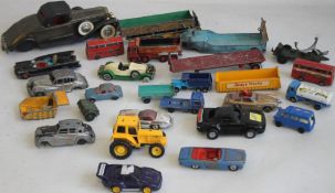 A BOX OF PLAYWORN DIECAST VEHICLES to include Corgi Batmobile, Corgi James Bond Aston Martin DB5,