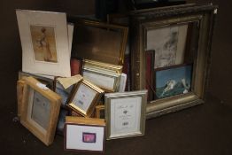 A QUANTITY OF PICTURES, PRINTS AND A GILT FRAME A/F