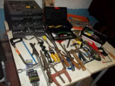 A SELECTION OF TOOLS AND TOOL BOXES WITH CONTENTS