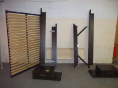 A LOW FRAME BED, KING SIZE WITH TWO BEDSIDE CABINETS