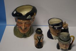 TWO ROYAL DOULTON CHARACTER JUGS to include Winston Churchill and Monty together with two other