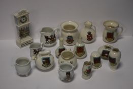 A SMALL BOX OF CRESTED WARE, mainly Welsh interest
