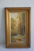 A FRAMED OIL ON CANVAS OF A WOODLAND SCENE SIGNED 