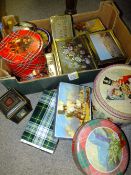 A TRAY OF VINTAGE COLLECTABLE TINS