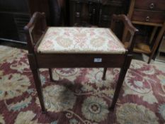 AN EDWARDIAN MAHOGANY INLAID PIANO STOOL