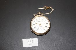 A KAY'S OPEN FACED MANUAL WIND HALLMARKED SILVER POCKET WATCH
