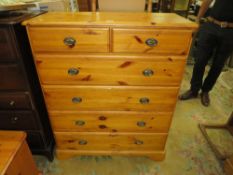 A MODERN PINE SIX DRAWER CHEST W-92 CM