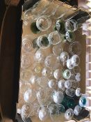THREE LARGE TRAYS OF ASSORTED GLASSWARE