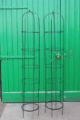 A PAIR OF TALL METAL PLANT OBELISKS - APPROX H 195 CM