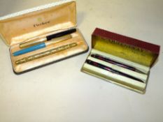 FIVE PENS TO INCLUDE TWO PARKER EXAMPLES