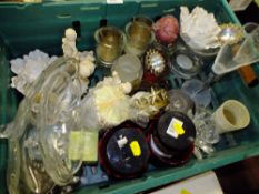 A COLLECTION OF MODERN CANDLE HOLDERS, CANDLES AND FIGURES ETC.