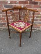 AN EDWARDIAN INLAID MAHOGANY BEDROOM CHAIR