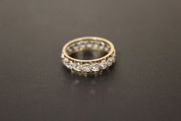 A HALLMARKED 9 CT GOLD ETERNITY RING, APPROX WEIGHT 3.4 G