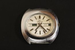 A RETRO LUCERNE DAY DATE WRIST WATCH (NO STRAP)