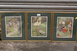 TWELVE GILT FRAMED AND GLAZED FRANK ADAMS PRINTS - OVERALL SIZE 36.5CM X 30CM