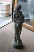 A STONEWARE FEMALE GARDEN FIGURE - H 78 CM