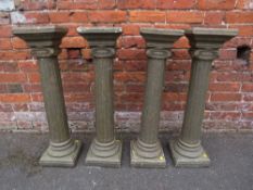 A SET OF FOUR REEDED COLUMN PLINTHS - EACH IN TWO PIECES H-84 CM