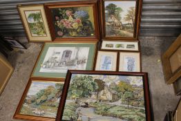 A SELECTION OF FRAMED AND GLAZED PICTURES AND PRINTS TO INCLUDE WATERCOLOURS