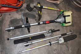 A FLORABEST MULTITOOL HEDGE CUTTER / STRIMMER / CHAINSAW WITH LONG REACH ATTACHMENTS