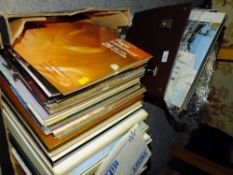 A TRAY AND A CASE OF LP RECORDS