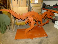 A LARGE VELOCIRAPTOR WOODEN MODEL H-110 CM L-200CM
