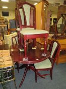 A MODERN DINING TABLE, FOUR CHAIRS AND MATCHING WALL UNIT