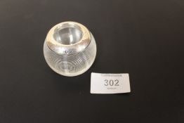 A HALLMARKED SILVER AND GLASS MATCH STRIKER