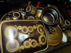 A TRAY OF DENBY ARABESQUE CERAMICS