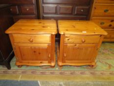 A PAIR OF MODERN PINE BEDSIDE CHESTS