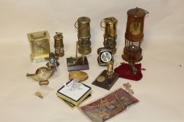 A QUANTITY OF MINIATURE MINER'S LAMPS AND COLLECTABLES