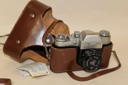 A USSR ZENIT INDUSTAR-50 CAMERA WITH CASE