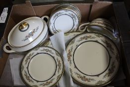 A TRAY OF MINTON 'STANWOOD' DINNERWARE, INCLUDING MEAT PLATTER, GRAVY AND VEG BOWL