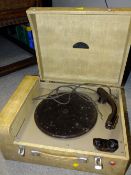 A VINTAGE COLLARO MICROGRAM RECORD PLAYER WITH BAKELITE ARM