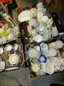 FIVE SMALL TRAYS OF ASSORTED CERAMICS TO INCLUDE A COLLECTION OF SHAVING MUGS