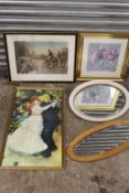 A SMALL SELECTION OF MIRRORS, PICTURES AND PRINTS