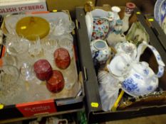 TWO TRAYS OF CERAMICS AND GLASS