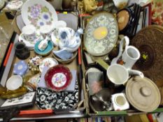 TWO TRAYS OF CERAMICS ETC., TO INCLUDE AYNSLEY AND MASON'S