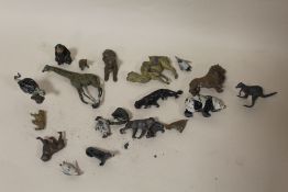 A BAG OF VINTAGE ZOO ANIMAL TOY FIGURES