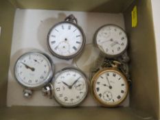 FIVE ASSORTED POCKET WATCHES, FOR SPARES AND REPAIRS