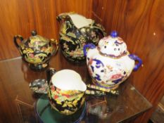 A COLLECTION OF ROYAL WINTON PAGODA PATTERN CERAMICS TOGETHER WITH A MASONS MANDALAY POT POURRI VAS