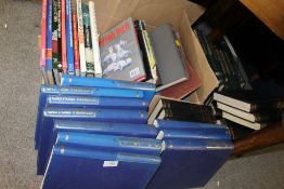 A QUANTITY OF 'ON FOUR WHEELS' MAGAZINES IN BINDERS TOGETHER WITH A TRAY OF CAR/AUTOMOBILE BOOKS