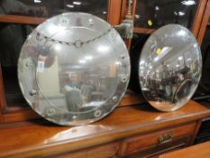 TWO VINTAGE ETCHED MIRRORS